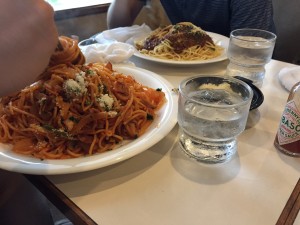 Lunch time: Impressive bowls of spaghetti are a lunch tradition in the Itoh Lab. ~ Rony Ballouz 