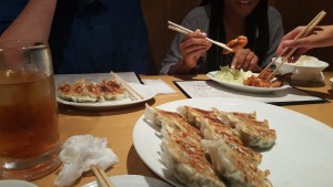 A large part of my experience this week has been trying new foods and getting to know the other fellows, both of which happened over this table of gyoza. - Brianna Garcia 