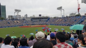 We went to see a Swallows baseball game, and whenever they made a run, fans would pull out their umbrellas and bob them along to the cheers!