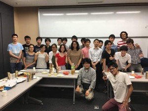 Welcome Party: The lab threw a party on Monday to welcome me and say farewell to Yang Feng, a Chinese research student. It was a nice time with good food—sashimi and pizza! ~ Brianna Garcia