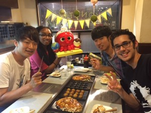 Me and some labmates at a Takoyaki restaurant. ~ Mayssa Gregoire