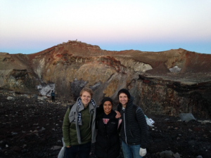 Shweta, Nick and me at the Fuji crater ~ Benjamin Kaiser