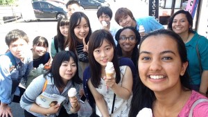 Kakunodate Samurai Village: Enjoying sakura (cherry blossom) ice cream with the KIP and Akita University students while walking around the village. 