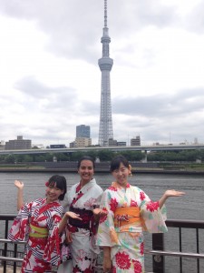 Asakusa: Spent the day wearing yukatas with two friends I made at Chiba University. We visited Sensoji, drank cacao smoothies at Dandelion Chocolate, and played some Pokémon Go! ~ Shweta Modi