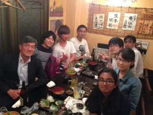 Welcome Party – Following our weekly meeting, the Tabata Lab went to an izakaya. Usually you can hear a pin drop in our lab rooms, so it was nice to see everyone so lively and even a little “loud” for a change.