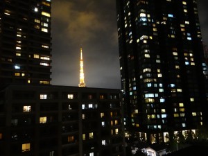 View of Tokyo Tower from my window at night. - Donald Swen