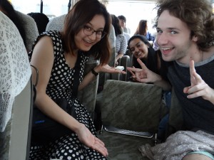 Here are some amazing Nakatani fellows. The bus we rode to Akita had these fire hazard foldout chairs. Seatbelt not included!