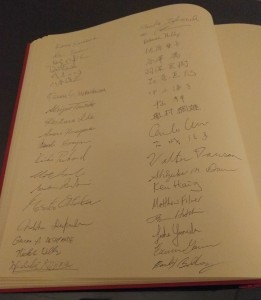 U.S. Embassy Guest Book: Our names in the guest book! 