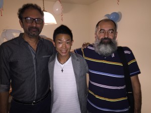 Special Party at my mentor’s house Had a very good time, eating spicy Indian food at his house. Had a photo taken with Professor Ajayan and Professor Vajtai (Ajayan’s group). ~ Toshihiro Takada 