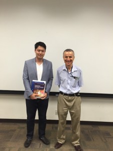 With Dr. Tezduyar after his classes “Fluid Dynamics” and “Computational Fluid Dynamics”. Very interesting class it is and I am so glad to attend it! ~ Tatusya Tanaka